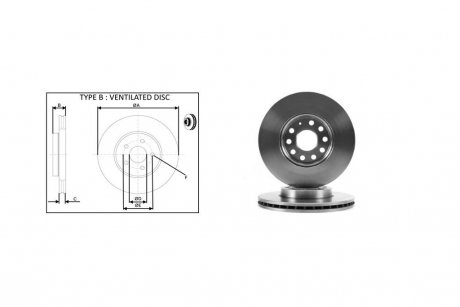 Диск тормозной передний (кратно 2) VW GOLF VII (12-), T-ROC (17-) D287.8mm APPLUS 61265AP