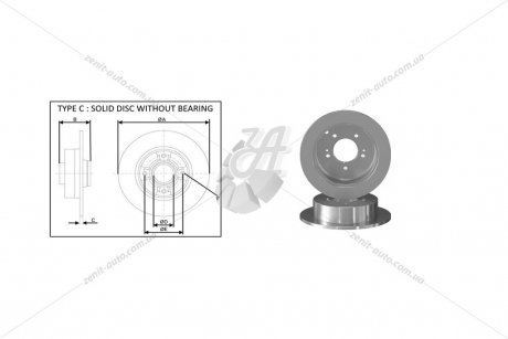 Диск тормозной задний (кратно 2) HYUNDAI TUCSON (JM) (08/04-) APPLUS 61342AP