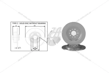 Диск гальмiвний задній (кратно 2) Jeep Grand Cherokee IV (WK, WK2)/Dodge Durango (10 -) APPLUS 61681AP