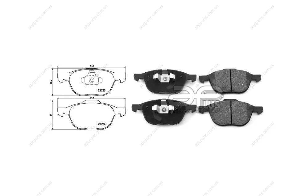 Колодки тормозные передние Ford Transit, Focus, C-Max, Kuga/Mazda 3, 5/Volvo C30, C70, S40, V50, V40 (04-) APPLUS 71153BAAP (фото 1)
