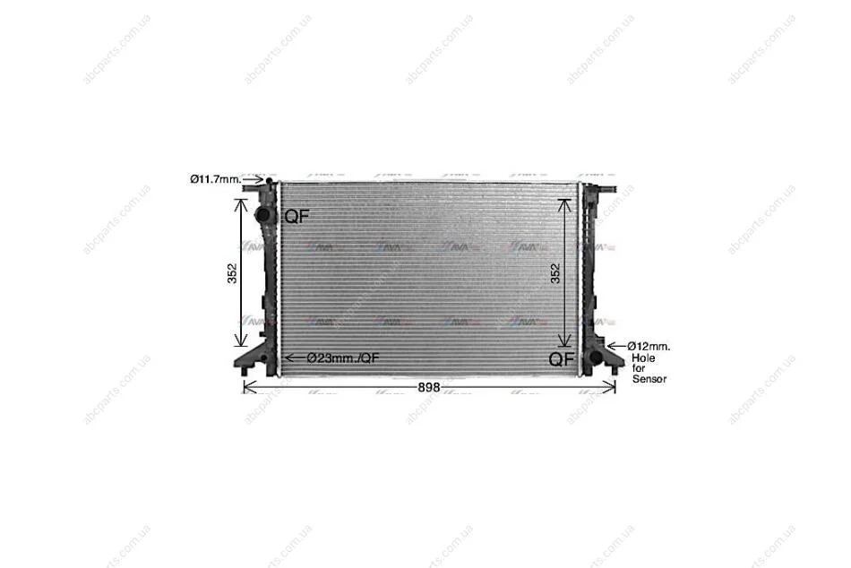 Радіатор охолодження двигуна VW Touareg (18-) 3,0TDI, Audi Q7 (16-) Q8 (19-) 3,0TDI (AI2441) AVA AVA COOLING 'AI2441 (фото 1)