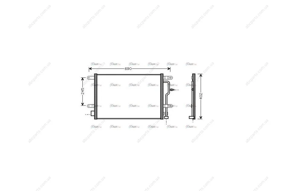 Радіатор кондиціонера Audi A4 B6 (01-), A6 C5 (97-) (AI5194) AVA AVA COOLING 'AI5194 (фото 1)