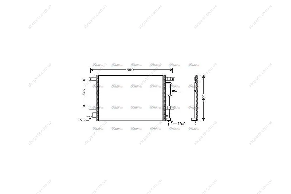 Радіатор кондиціонера Audi A4 B6 (01-) (AI5199) AVA AVA COOLING 'AI5199 (фото 1)