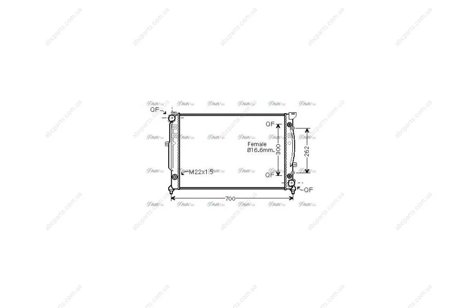 Радіатор охолодження двигуна Audi A4 (96-01) VW Passat (96-00 00-05) 2,5D 2,8i AT (AIA2125) AVA AVA COOLING 'AIA2125 (фото 1)