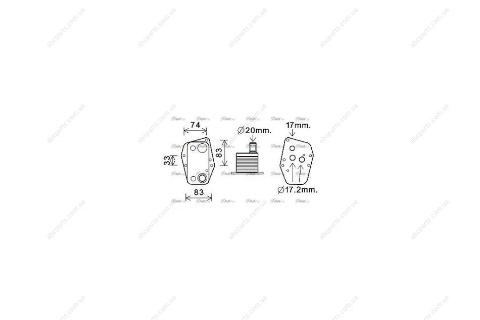 Радіатор масляний BMW 3 E46, E90 (98-), 5 E39, E60 (96-), X3 E83 (04-) 2.0D (BW3555) AVA AVA COOLING 'BW3555 (фото 1)