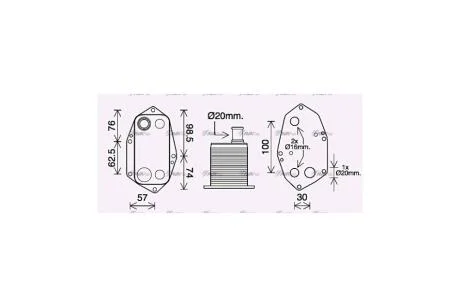 Радіатор масляний BMW 3 E46 (98-), 5 E39 (96-), X5 E53 (00-) 2.5D, 3.0D (BW3571) AVA AVA COOLING 'BW3571