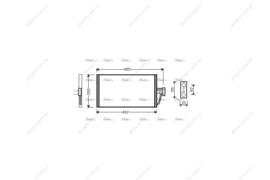 Радіатор кондиціонера BMW 5 E39 (96-), 7 E38 (94-) 2.0D, 2.5D, 3.0D (BW5254) AVA AVA COOLING 'BW5254 (фото 1)