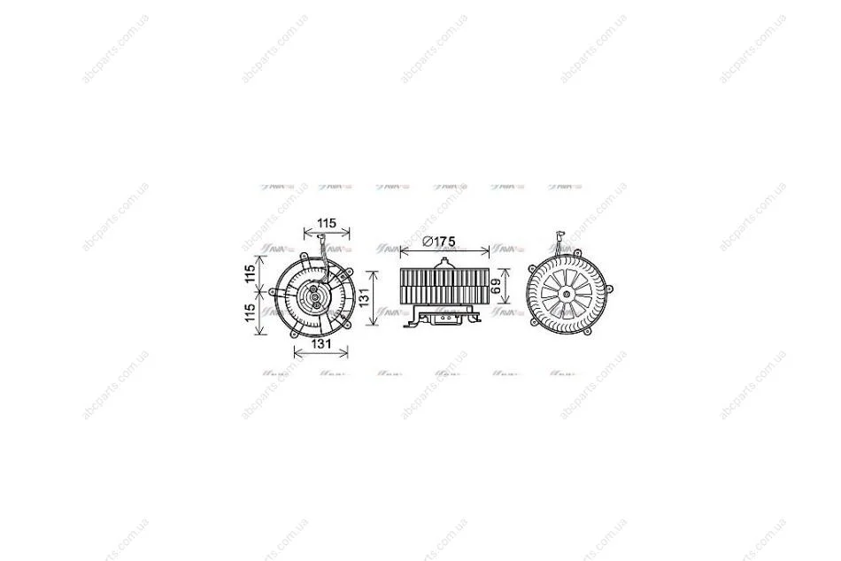 Вентилятор обігрівача салону BMW 7 (E65) (01-) (BW8478) AVA AVA COOLING 'BW8478 (фото 1)