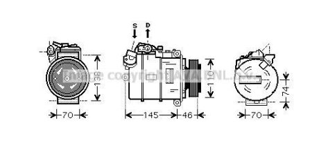 Компресор кондиціонера BMW 3 E90 (04-), 5 E60 (03-), 7 E65 (01-) AVA AVA COOLING 'BWAK318