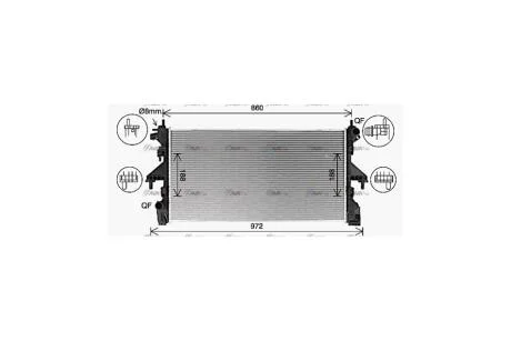 Радиатор охлаждения двигателя Peugeot Boxer (06-) 2,2d, Fiat Ducato (06-) 2,3D MT (CN2320) AVA AVA COOLING 'CN2320