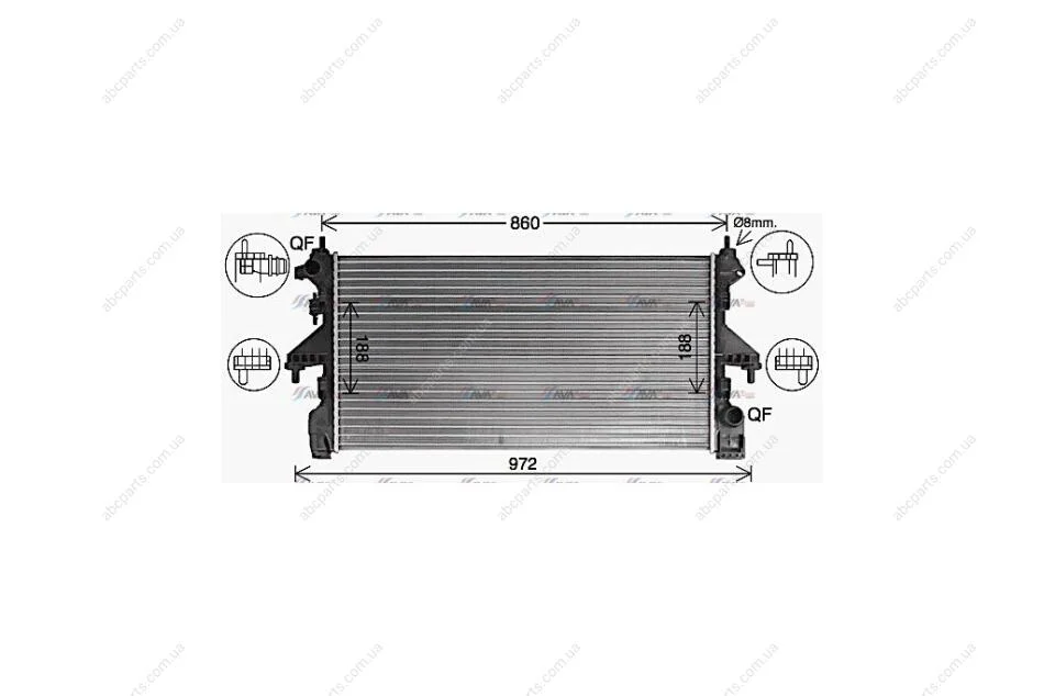 Радіатор охолодження двигуна Citroën Jumper/Peugeot Boxer (15-23) 2.0 BlueHDI (CN2322) AVA AVA COOLING 'CN2322 (фото 1)