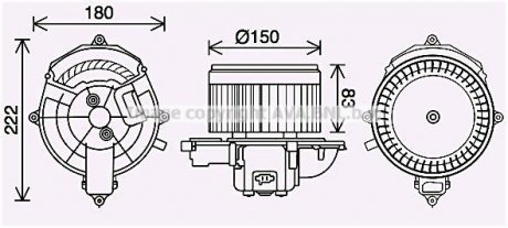 Вентилятор отопителя салона PSA Berlingo Partner II AC+ AVA COOLING 'CN8310