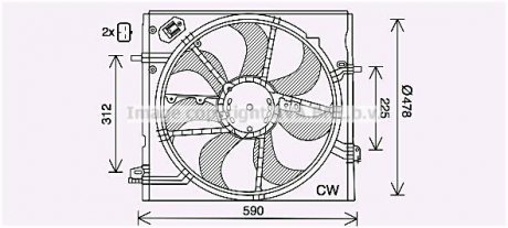 Вентилятор радіатора охолодження двигуна Nissan Qashqai II (13-), X-Trail (14-) AVA AVA COOLING 'DN7536