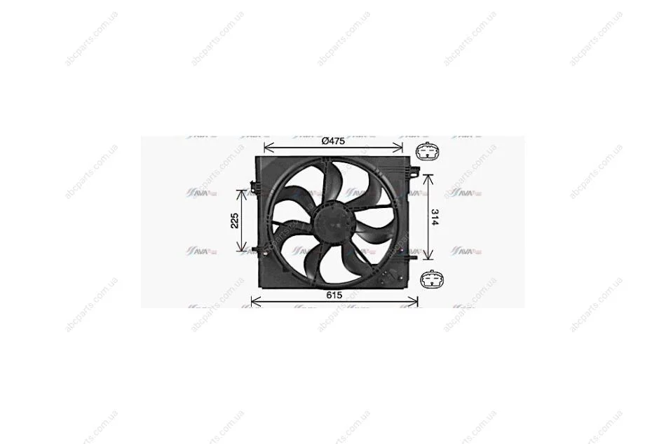 Вентилятор радіатора охолодження двигуна Nissan Qashqai II Renault Kadjar I AC+/- (DN7540) AVA AVA COOLING 'DN7540 (фото 1)