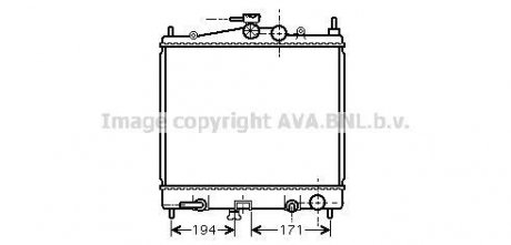 Радиатор охлаждения двигателя Nissan Micra 1,2i 1,4i AT 03>10, Note 1,4i 1,6i AT 06> AVA COOLING 'DNA2248