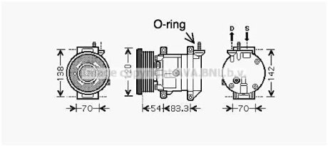 Компресор кондиціонера Chevrolet Aveo T200, T250, T255, Lacetti AVA AVA COOLING 'DWAK071