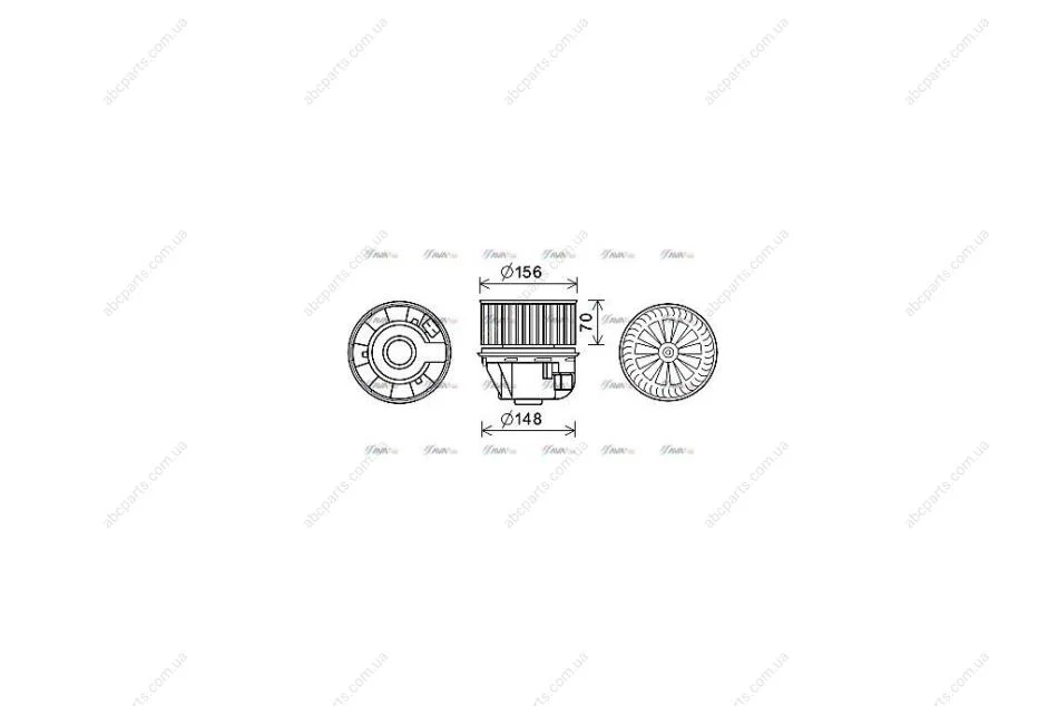 Вентилятор обігрівача салону Ford Focus (13-20), C-MAX (11-19) (FD8633) AVA AVA COOLING 'FD8633 (фото 1)