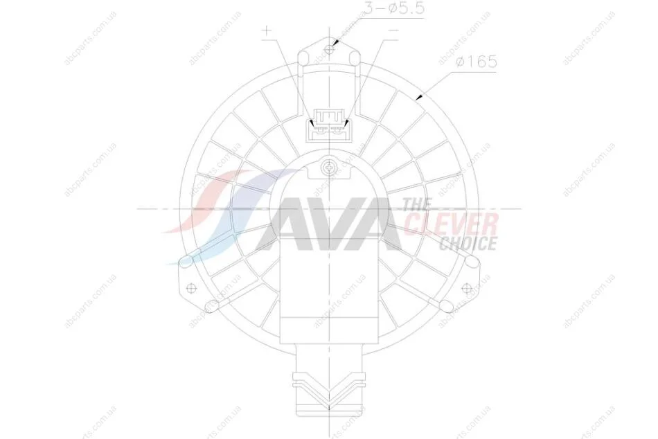 Вентилятор обігрівача Ford Mondeo (14-), S-Max (15-), Edge USA (15-) (FD8725) AVA AVA COOLING 'FD8725 (фото 1)