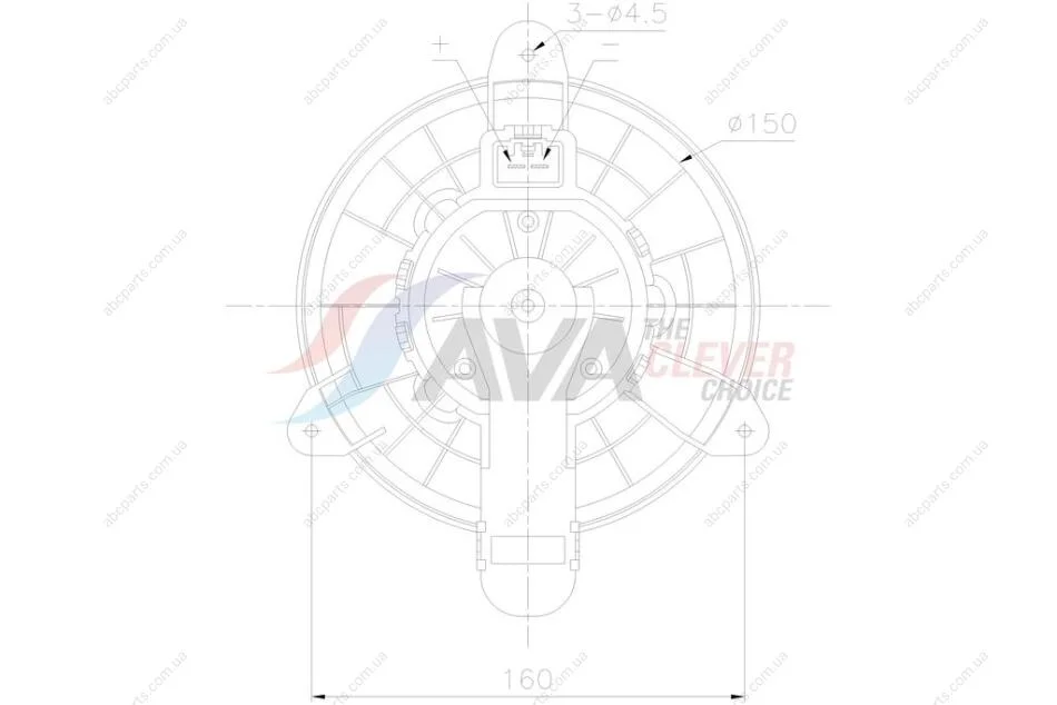 Вентилятор обігрівача Ford Transit (14-), Transit Custom (13-) (FD8727) AVA AVA COOLING 'FD8727 (фото 1)