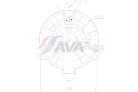 Вентилятор отопителя Ford Transit (14-), Transit Custom (13-) (FD8727) AVA AVA COOLING 'FD8727
