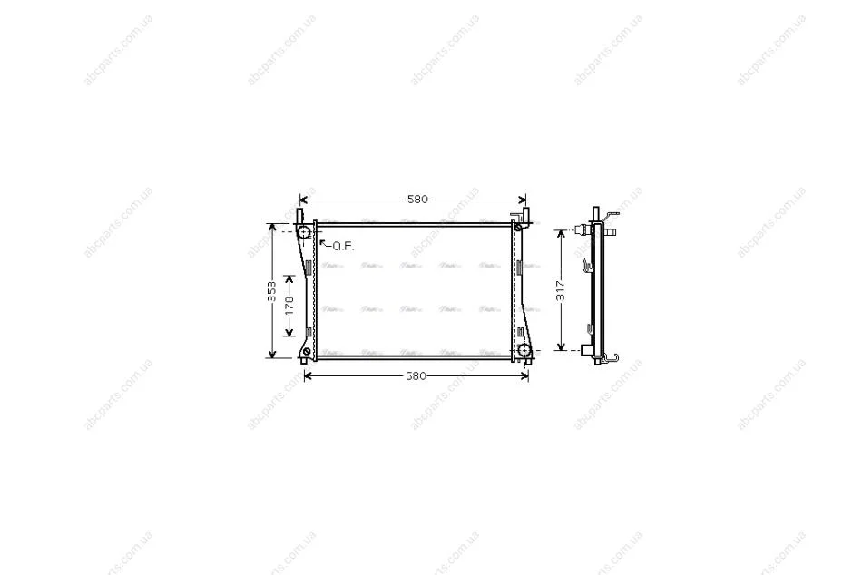 Радіатор охолодження двигуна Ford Fiesta-Fusion 1,25-1,6i 02>08 AVA AVA COOLING FDA2325 (фото 1)