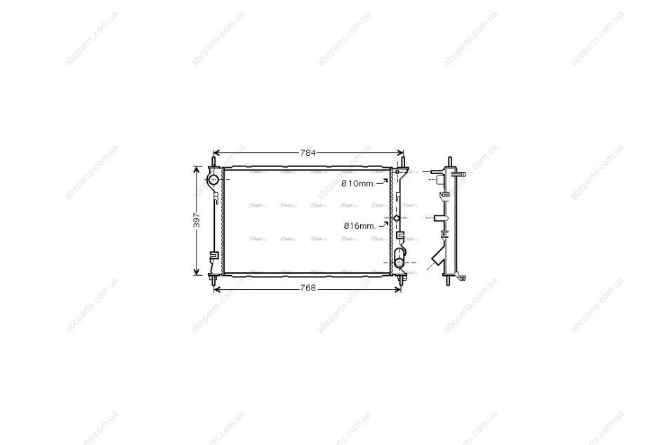 Радиатор охлаждения двигателя Ford Connect 1,8TDCI 05/03>13 MT AC+/- AVA AVA COOLING FDA2411 (фото 1)
