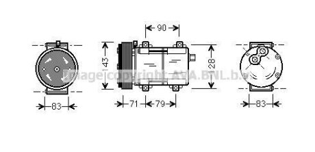 Компресор кондиціонера Ford Fiesta (01-), Transit (00-) AVA AVA COOLING 'FDAK279