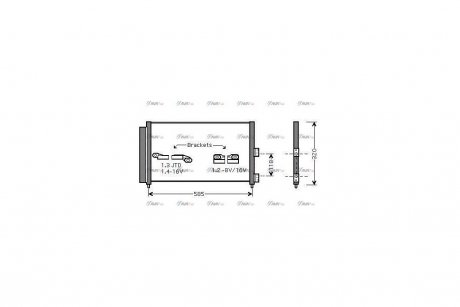 Радиатор кондиционера Fiat Doblo I 1,3Mjet 05> 1,9JTD 03>10 AVA AVA COOLING FT5289D