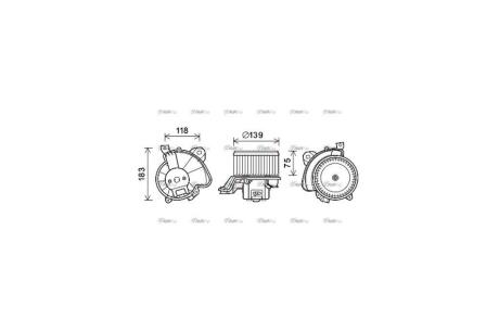 Вентилятор обігрівача салону Citroen Nemo Peugeot Bipper Fiat Qubo 1,3HDI 08> Punto 1,4i 07> man AC+/- AVA AVA COOLING FT8431