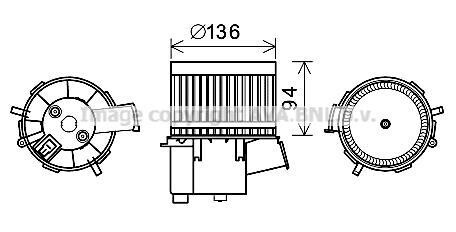 Вентилятор отопителя салона Fiat 500 (08-)/Ford KA (08-16) AVA AVA COOLING 'FT8448