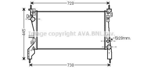 Радиатор охлаждения двигателя Fiat Fiorino (07-)/Citroen Nemo (08-)/Peugeot Bipper (07-) 1.3 JTD Multijet AVA AVA COOLING 'FTA2380