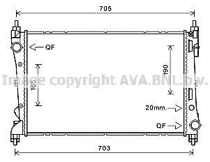 Радиатор охлаждения двигателя Fiat Doblo Opel Combo 10> 1,3 MJet 1,4i MT AC+/- AVA COOLING 'FTA2449