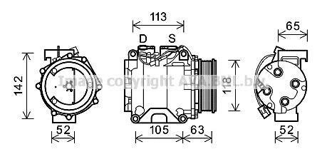 Фото компресор кондиціонера Honda Accord VII (03-), CR-V (01-) 2.0i, 2.4i AVA AVA COOLING 'HDAK238 Компресор кондиціонера Honda Accord VII (03-), CR-V (01-) 2.0i, 2.4i AVA AVA COOLING 'HDAK238