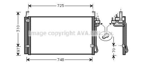 Радіатор кондиціонера Hyundai Terracan (01-), Trajet (99-) AVA AVA COOLING 'HY5071D
