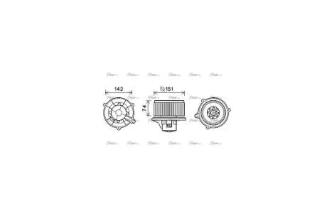 Вентилятор обігрівача салону Kia Rio (00-05) 1.3i 1.5i (KA8224) AVA AVA COOLING 'KA8224