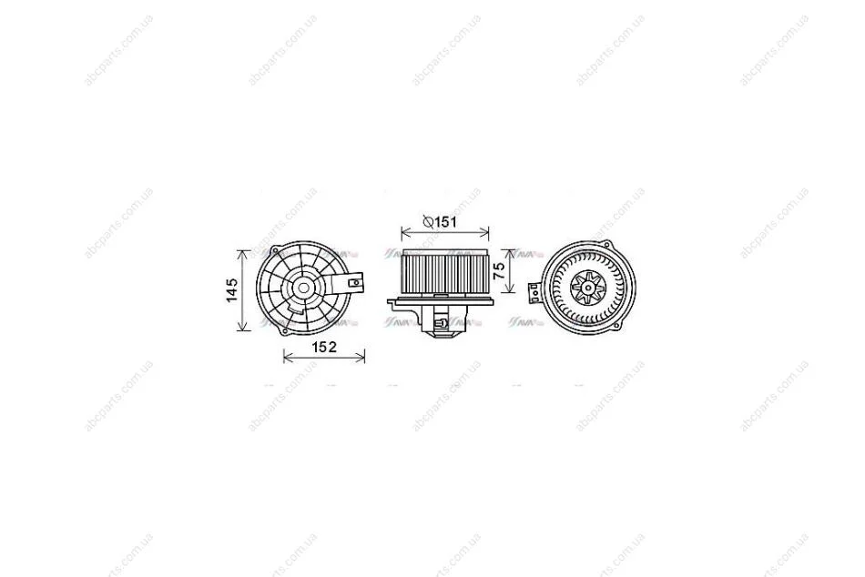 Вентилятор отопителя салона Kia Rio (05-10) (KA8234) AVA AVA COOLING 'KA8234 (фото 1)