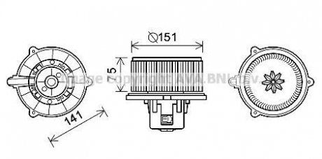 Вентилятор отопителя салона Kia Cerato 1.6i 2.0i (04-) AVA AVA COOLING 'KA8247