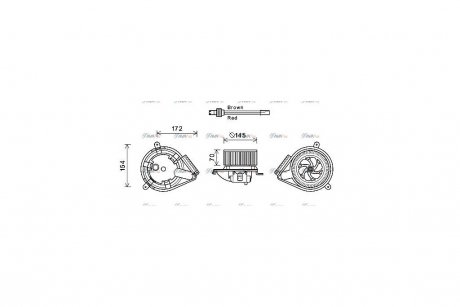 Вентилятор отопителя салона MB Vito V638 AC+ AVA AVA COOLING MS8627