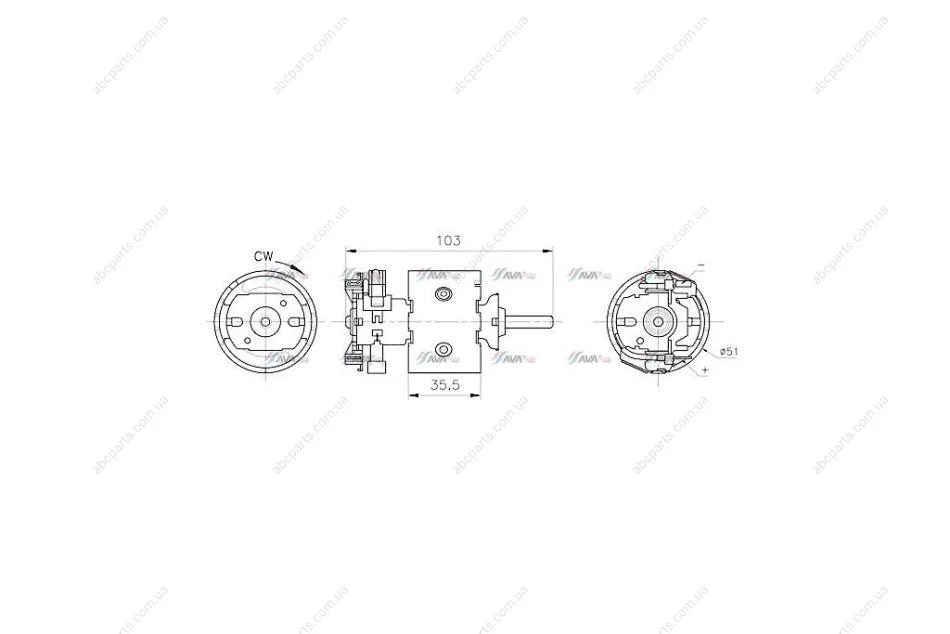 Мотор отопителя салона MB Sprinter (96-06)/VW LT35 (96-06) (MS8783) AVA AVA COOLING 'MS8783 (фото 1)