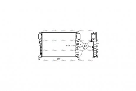 Радиатор охлаждения двигателя MB E211 200 komp 220-270 CDI MT/AT AC+/- AVA COOLING MSA2394