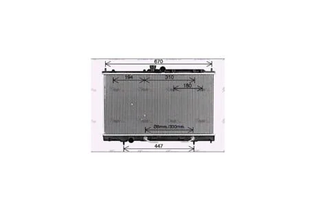 Радіатор охолодження двигуна Mitsubishi Lancer 1,6i 2,0i 03>07 AT AC+/- (MT2214) AVA AVA COOLING 'MT2214