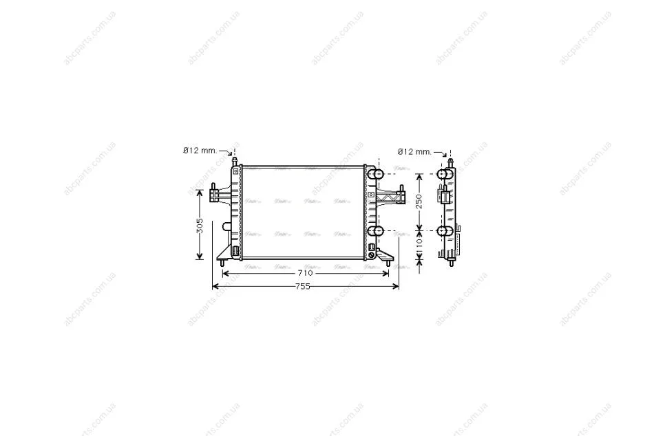 Радиатор охлаждения двигателя Opel Corsa C Combo 1,0i 1.2i 1,4i 00>07 AVA AVA COOLING OLA2303 (фото 1)