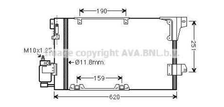 Радіатор кондиціонера Opel Astra G (98-), Zafira (99-) AVA AVA COOLING 'OLA5251D