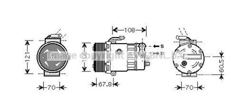 Компресор кондиціонера Opel Astra G (99-), Zafira (99-), Combo (01-) 1.7DTi, 2.0Di AVA AVA COOLING 'OLAK139