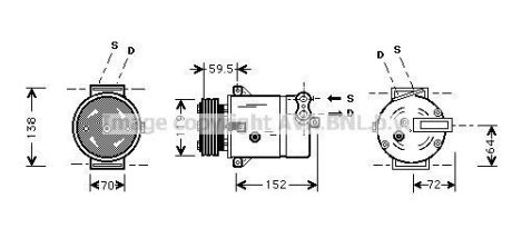 Компресор кондиціонера Opel Vectra B, C (96-) AVA AVA COOLING 'OLAK279