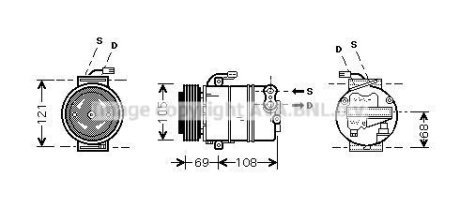 Компресор кондиціонера Opel Astra G (99-), Zafira (99-) 2.0Di, 2.2DTi AVA AVA COOLING 'OLAK358