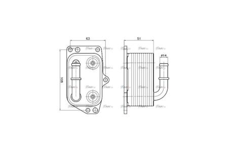 Радиатор масляный Citroen C4 (05-), C5 (08-), Jumpy (07-)/Peugeot 307 (01-), 407 (04-), Expert (07-) 1.8i, 2.0i AVA AVA COOLING 'PE3433