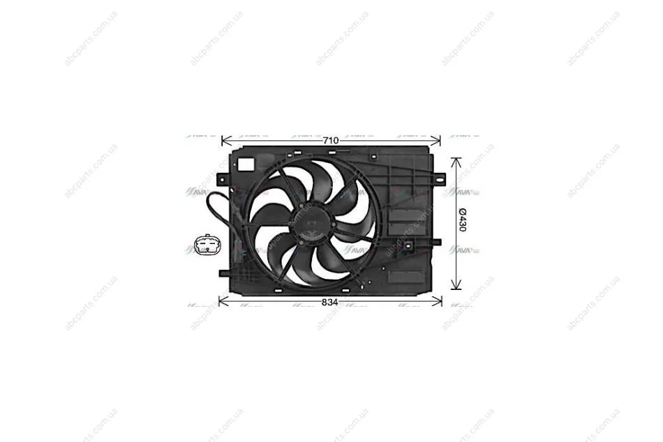 Вентилятор радиатора охлаждения двигателя Citroen Berlingo (12-)/Peugeot 308, 3008, Partner (14-) (PE7561) AVA AVA COOLING 'PE7561 (фото 1)