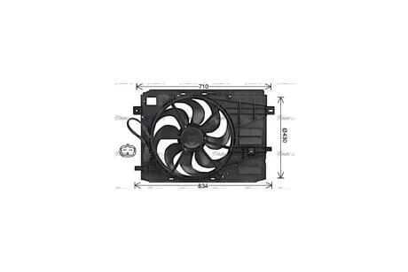 Вентилятор радіатора охолодження двигуна Citroen Berlingo (12-)/Peugeot 308, 3008, Partner (14-) (PE7561) AVA AVA COOLING 'PE7561