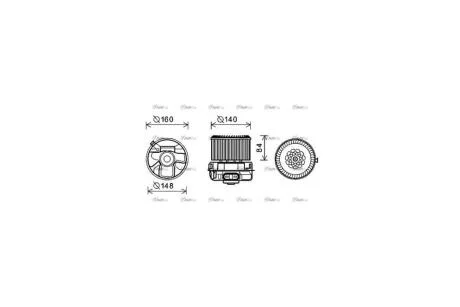 Вентилятор обігрівача салону Citroen C1 Peugeot 107 Toyota Aygo 05>11 AC+ (PE8369) AVA AVA COOLING 'PE8369